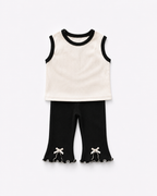 Little Bow Frill Rib Pants