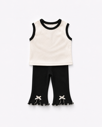 Little Bow Frill Rib Pants