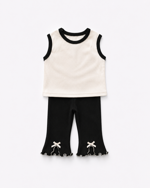 Little Bow Frill Rib Pants