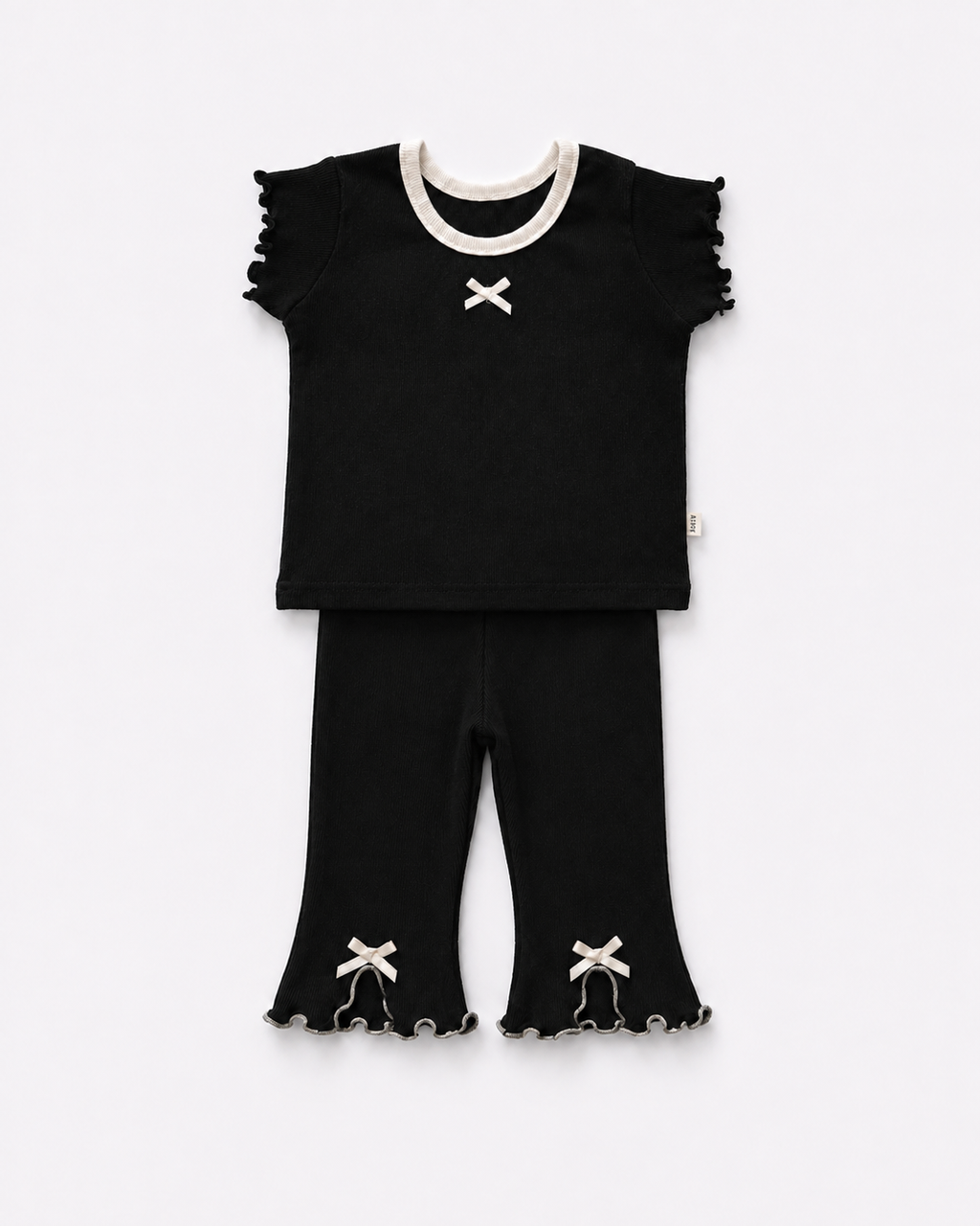 Little Bow Frill Rib Pants