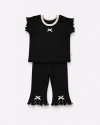 Little Bow Frill Rib Pants