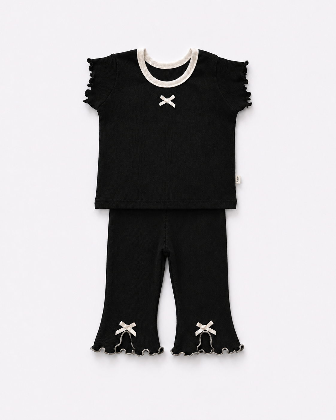 Little Bow Frill Rib Pants