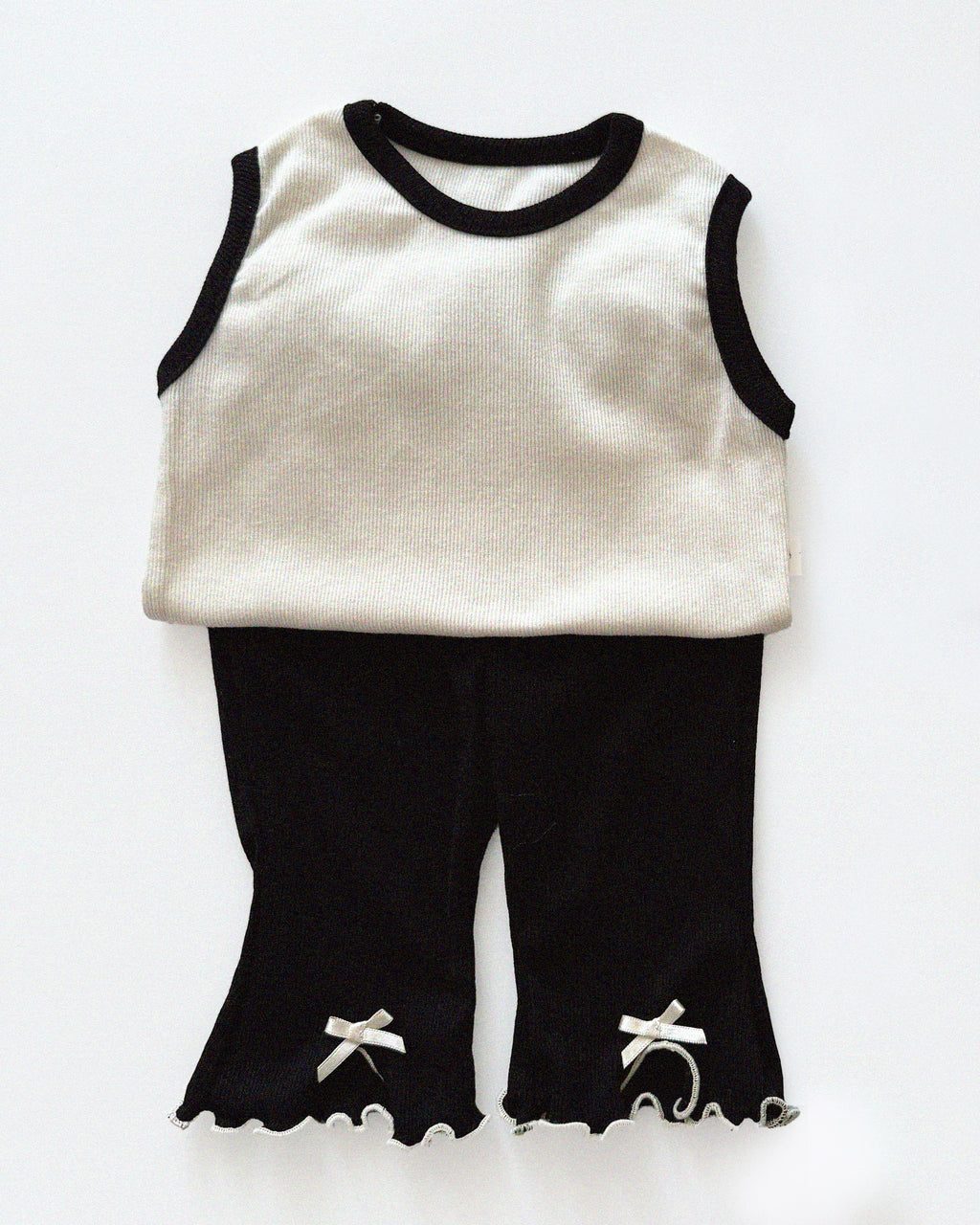Cream Contrast Rib Tank Top