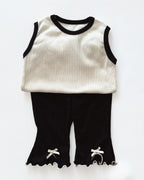 Cream Contrast Rib Tank Top