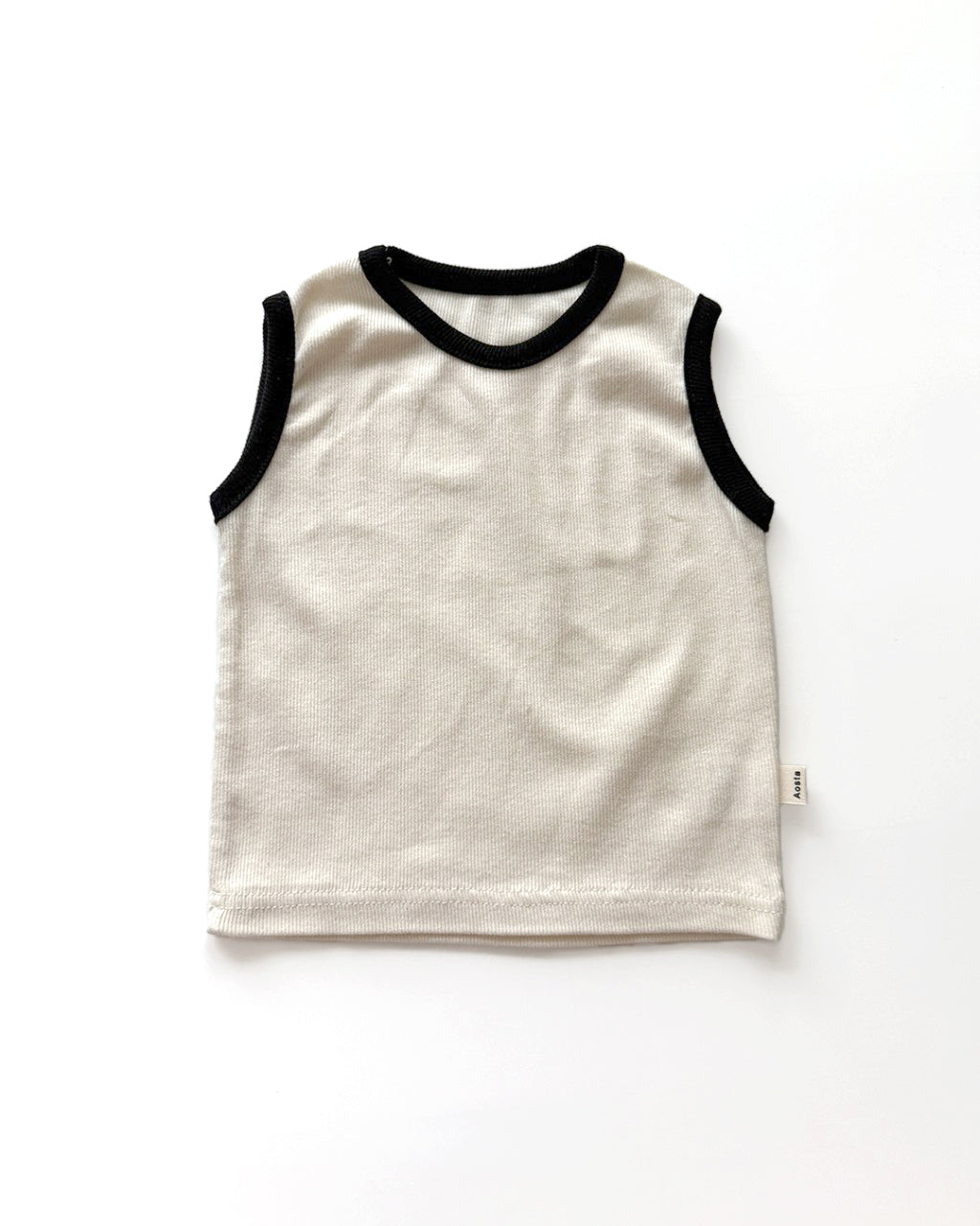 Cream Contrast Rib Tank Top