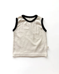 Cream Contrast Rib Tank Top